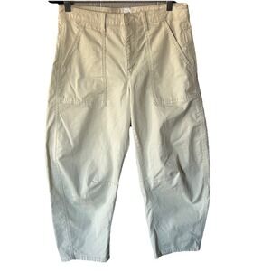 Women's Gap Cream Barrel Cargo Pants 6 Petite Beach Casual Nautical Vacation